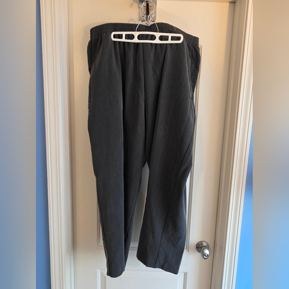 Woman's Dark Gray Elastic-Waist Plus Size Pants